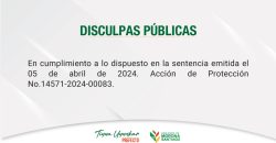 Disculpas públicas: Cumplimiento de sentencia judicial