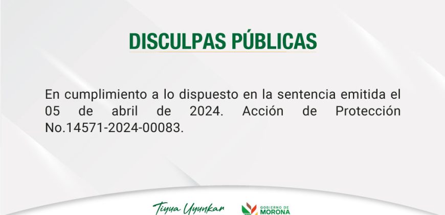 Disculpas públicas: Cumplimiento de sentencia judicial
